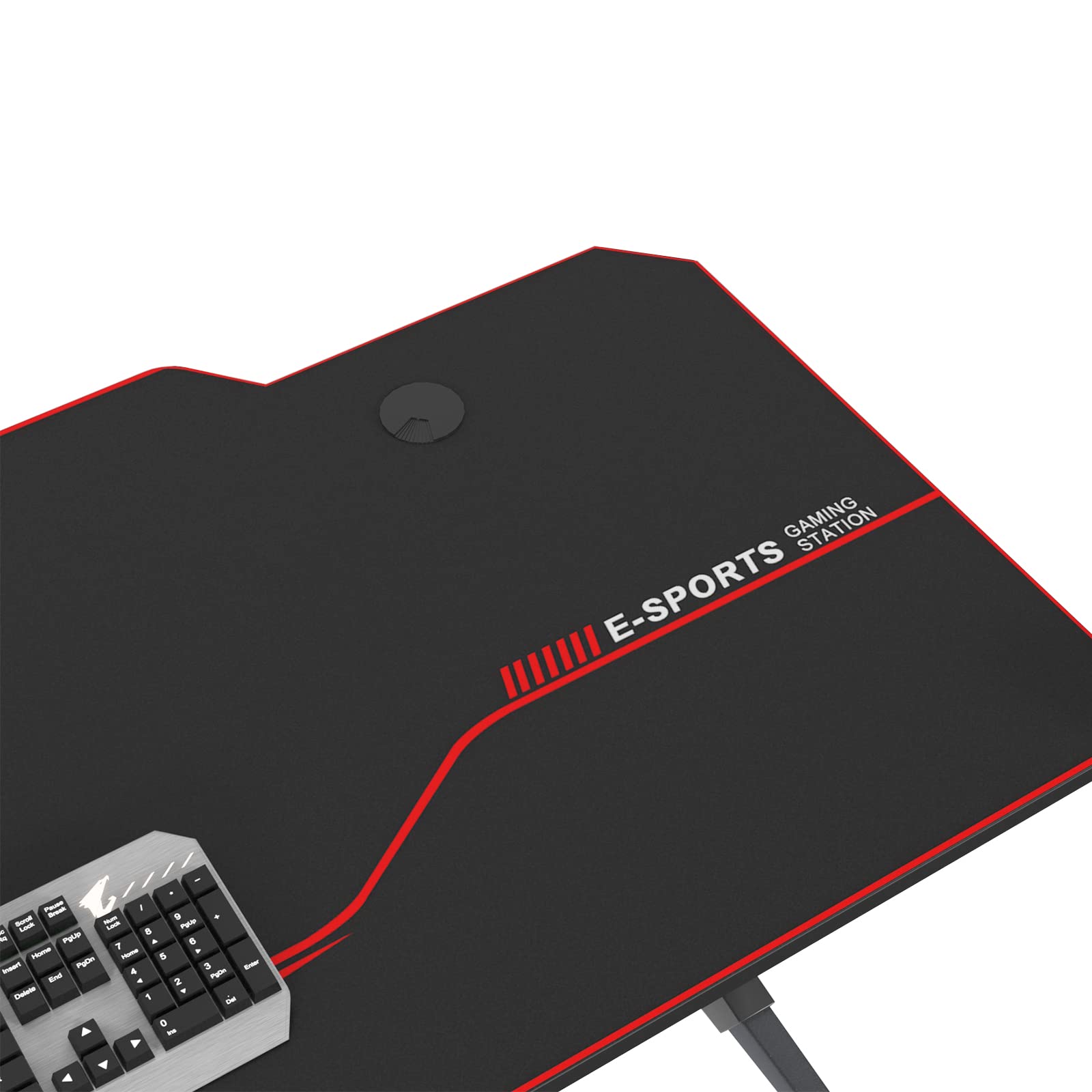 sogesfurniture Mesa de Juegos para computadora, Ergonomic Gaming Desk Mesa de Juegos para PC con Portavasos y Gancho para Auriculares, 140x65x75cm, Negro ST-Eagle-1400BK-BH