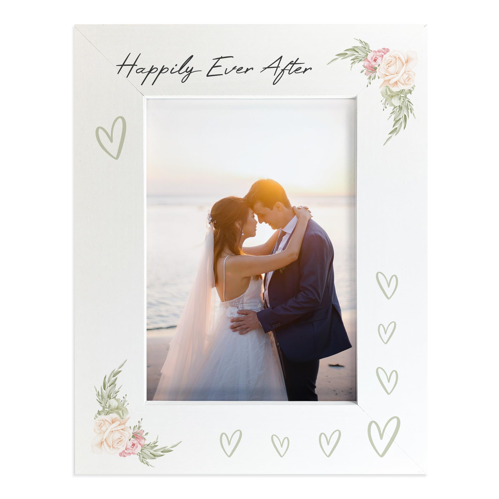 RED OCEAN Gift For Wedding Day Happily Ever After 7x5 White Photo Frame Wedding Gift For Couple Husband Wife Him Her Congratulations Present Keepsake