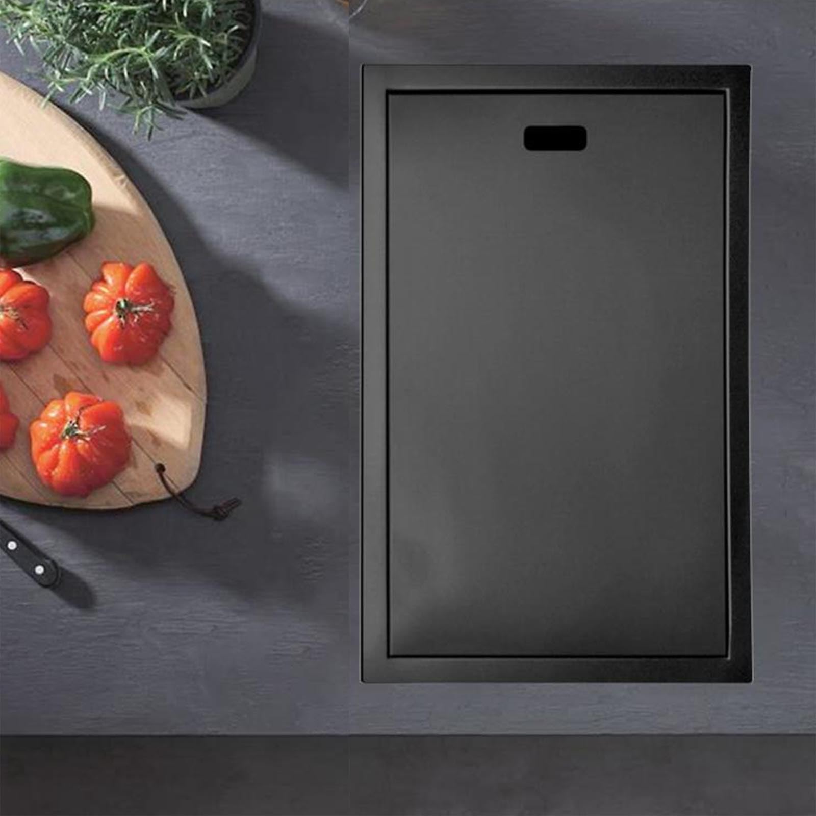Lavello da cucina, appartamento, ristorante, bar, lavello da cucina di piccole dimensioni, salvaspazio, lavello a sifone in acciaio inox con rubinetto, in acciaio nero, 30 x 45 x 23 cm,
