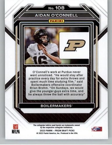 Miniatura 2 de 2023 Panini Prizm Draft Picks #108 Aidan O'Connell Purdue Boilermakers NM-MT NFL Football