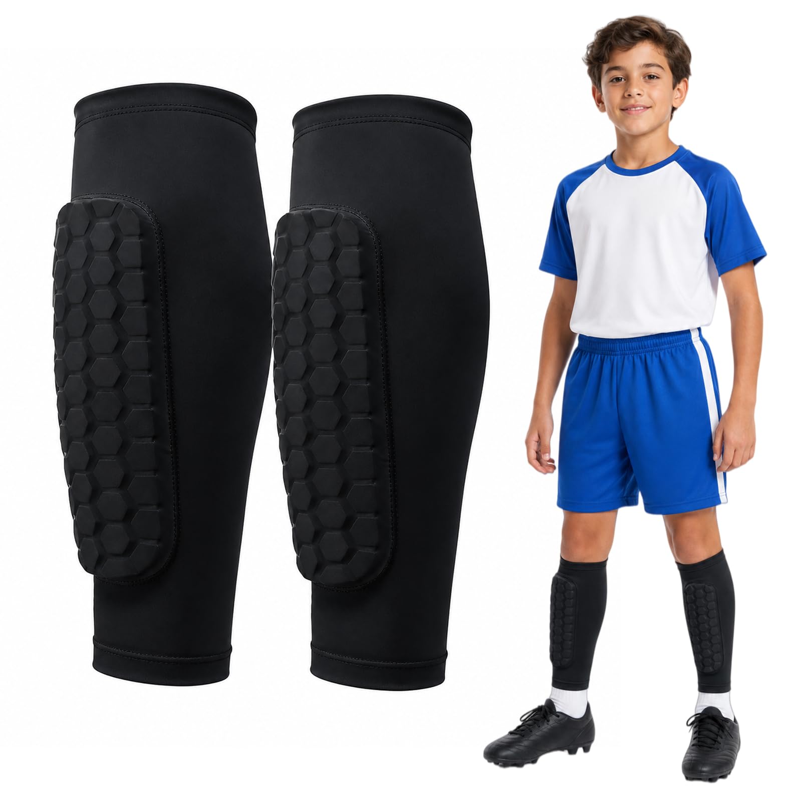 2Pcs Shin Guards Pads, Shin Pad Sleeves for Kids Boys Mens Youth, XS