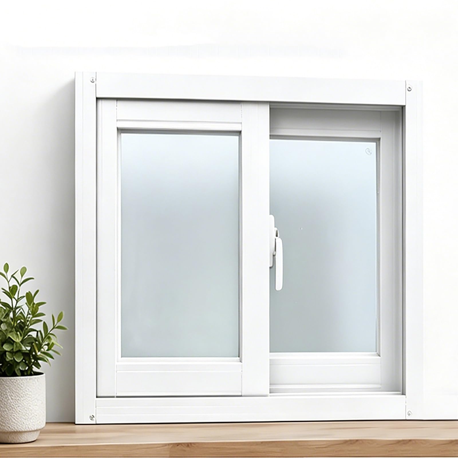 Sliding Basement Window with Tempered Frosted Glass and Aluminum Frame for Chicken Coop, Mobile Home, Weatherproof & Ventilated with Screen(White W*H,35"*17")
