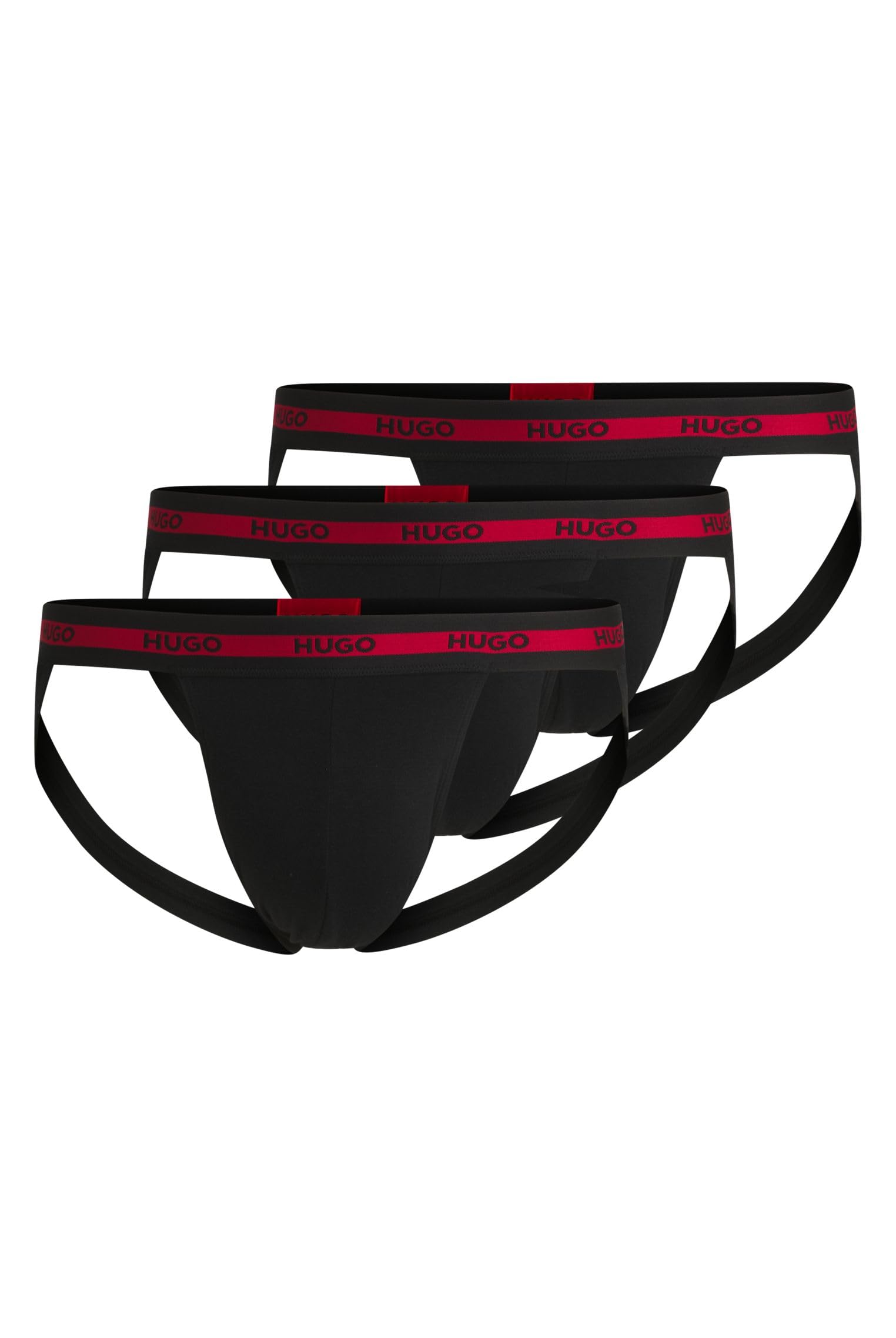 HUGO Hommes JOCKSTR TRIPL Planet Lot de Trois Jockstraps en Coton Stretch à Logos
