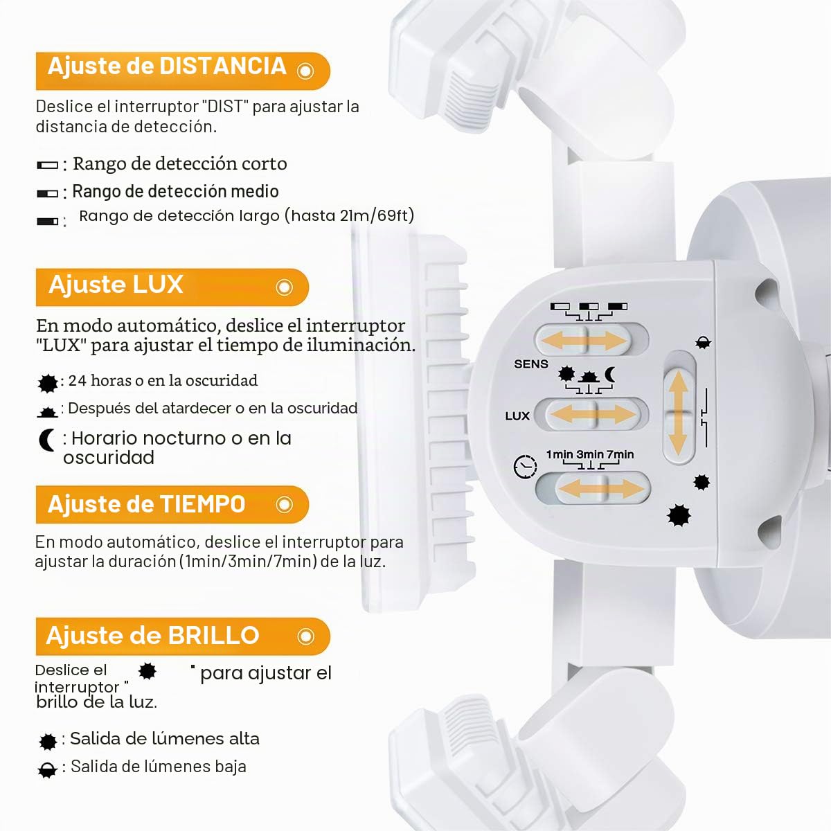 SOLLA - Luz LED de seguridad, 3000 lm, 40 W, luz de día, 5000 K, luz blanca, impermeable IP65 reflector para garaje jardín cubierta porche entrada
