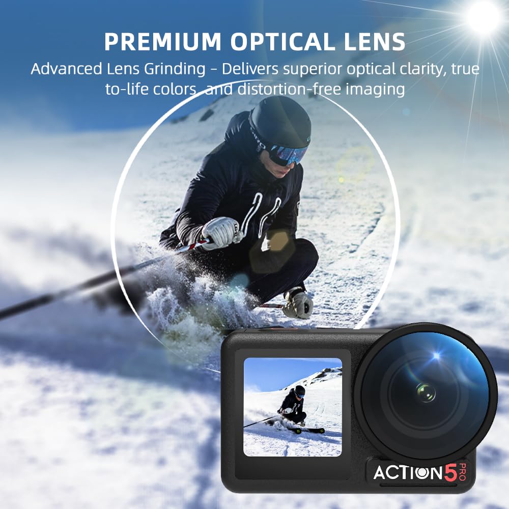 Lente gran angular para DJI Osmo Action 5 Pro, visión ultra amplia de 180°, revestimiento de doble capa, resistente a los arañazos, ligero y compacto con montaje roscado