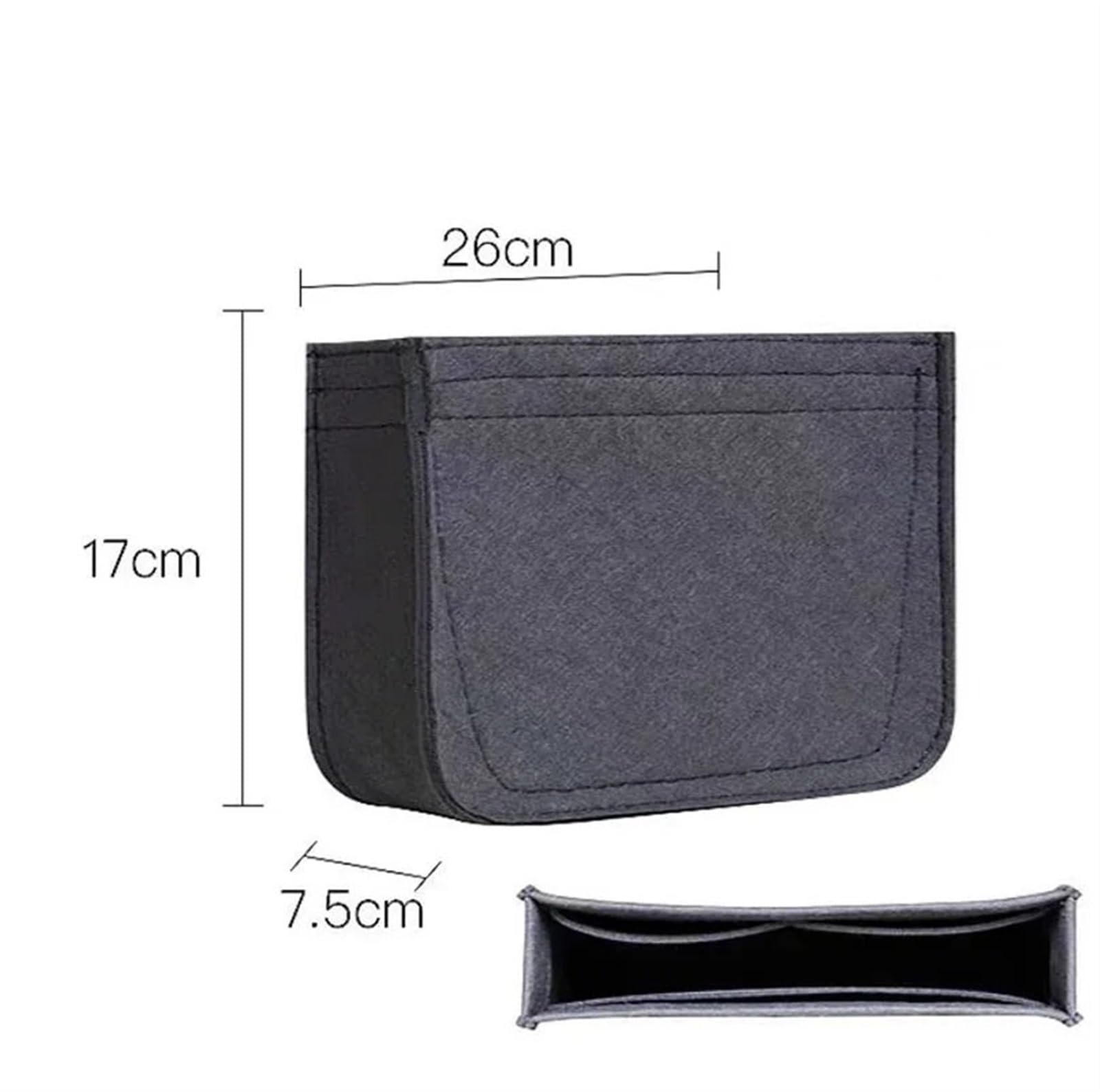 Innentasche Aus Filz 2 Stück Einsatzbeutel aus Filz, Organizer for Make-up, Handtaschen, Organizer for Reisen, innere Geldbörse, tragbare Kosmetiktaschen Zur Aufbewahrung(Black,Medium)