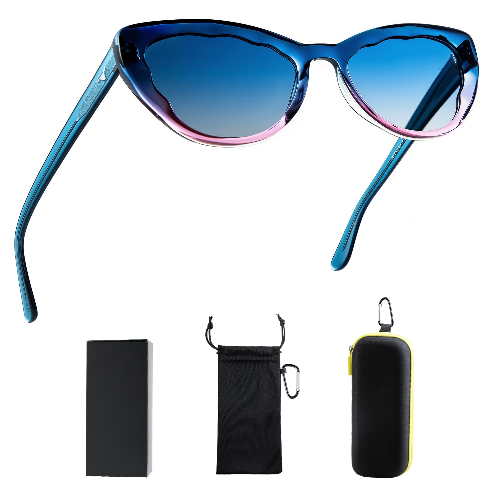 THUNY Retro Cat Eye Sunglasses UV400 Protection for Women Trendy Gradient Petals Frame Polarized Cateye Sunglasses Women