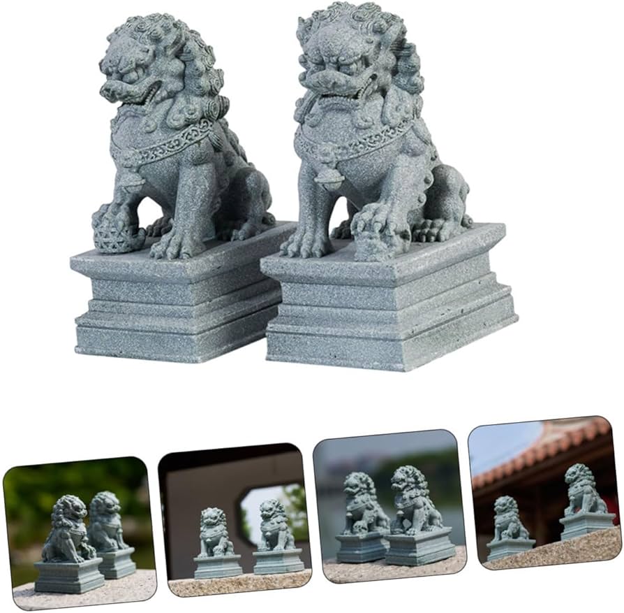 ☆美品☆ライオン　置物　雑貨　二体セット Amazon.co.jp: TOPPERFUN 2個小さなライオン像 装飾 チュア工芸