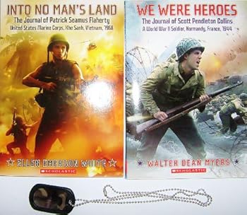 Paperback We Were Heroes: The Journal of Scott Pendleton Collins and Into No Man's Land Set with Dog Tags Book