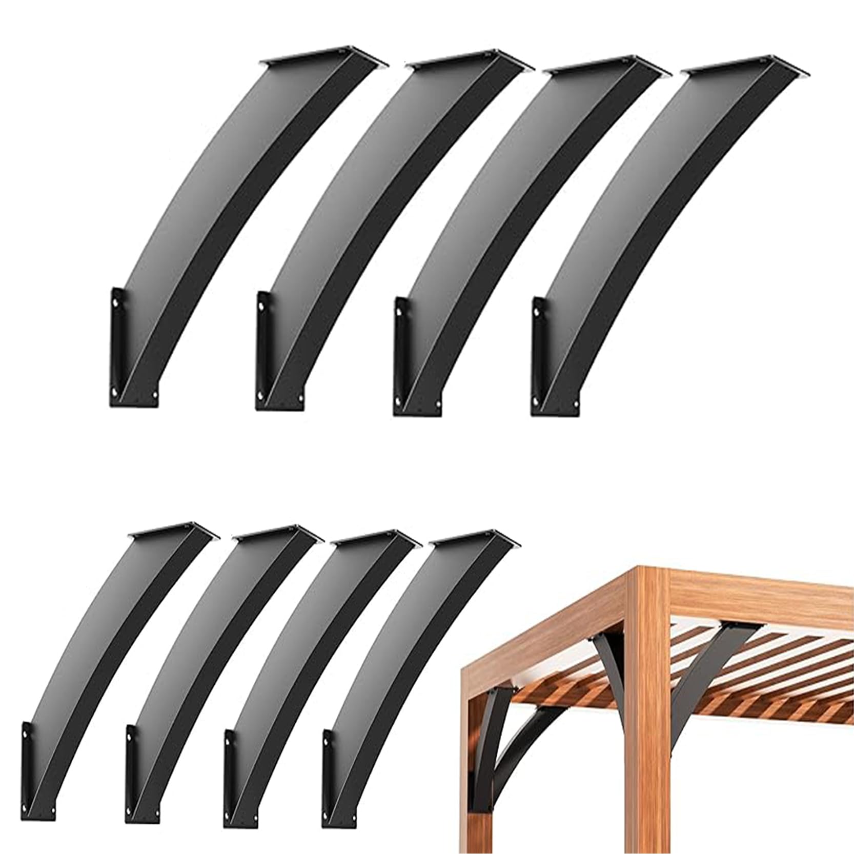 LQSYBHD 45 Degree Angle Support Brackets Wood Post and Beam Angle Support Brackets 45 Degree Corner Braces Inside Joint for Gazebos Treehouses Cabins and Patios(Size:8pcs)