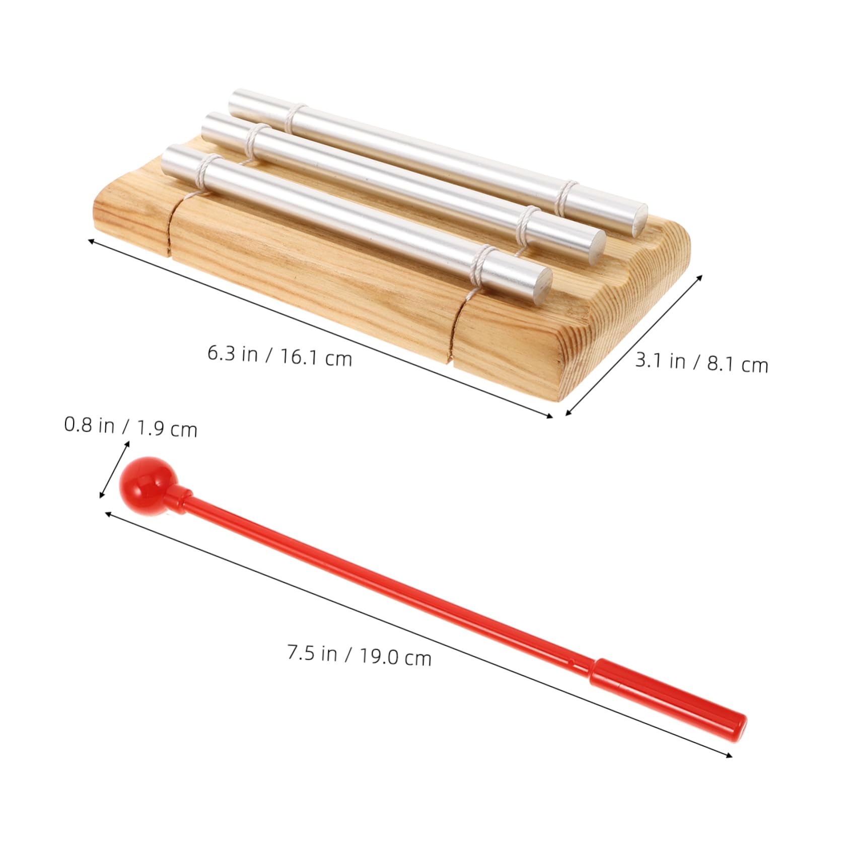 Toddmomy Three Tone Chime Musical Chimes for Yoga Classroom Delicate Meditation Tool Wood Crafted