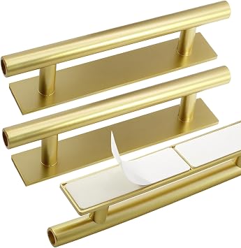10 PCS Self-Stick Push Pull Helper ABS Plastic Handle, Gold | Wardrobe Handles Instant, For Furniture/Cabinet/Drawer