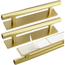 10 PCS Self-Stick Push Pull Helper ABS Plastic Handle, Wardrobe Handles Instant for Furniture/Cabinet/Drawer Gold