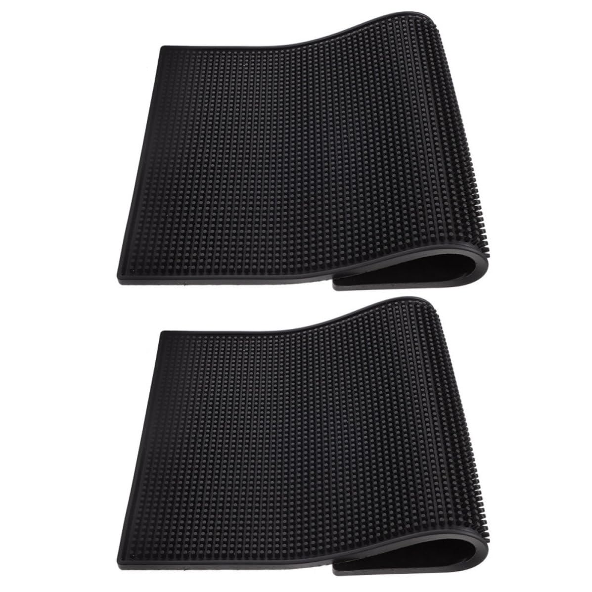 2 Pezzi Tappetino da Bar Antiscivolo in Silicone Nero, e Antiruggine, per Piano di Lavoro e Postazione Caffè, Design Semplice e Raffinato