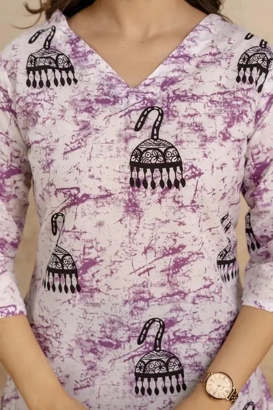 Image of Women's Short Kurti in Multicolor Rayon Cotton Blend | Ladies Ethnic Tunic | Office
