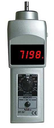 Crescent Enterprises Shimpo Dt 107A Handheld Tachometer With 6 Inch Wheel, Led Display, 0.10 25000Rpm Range
