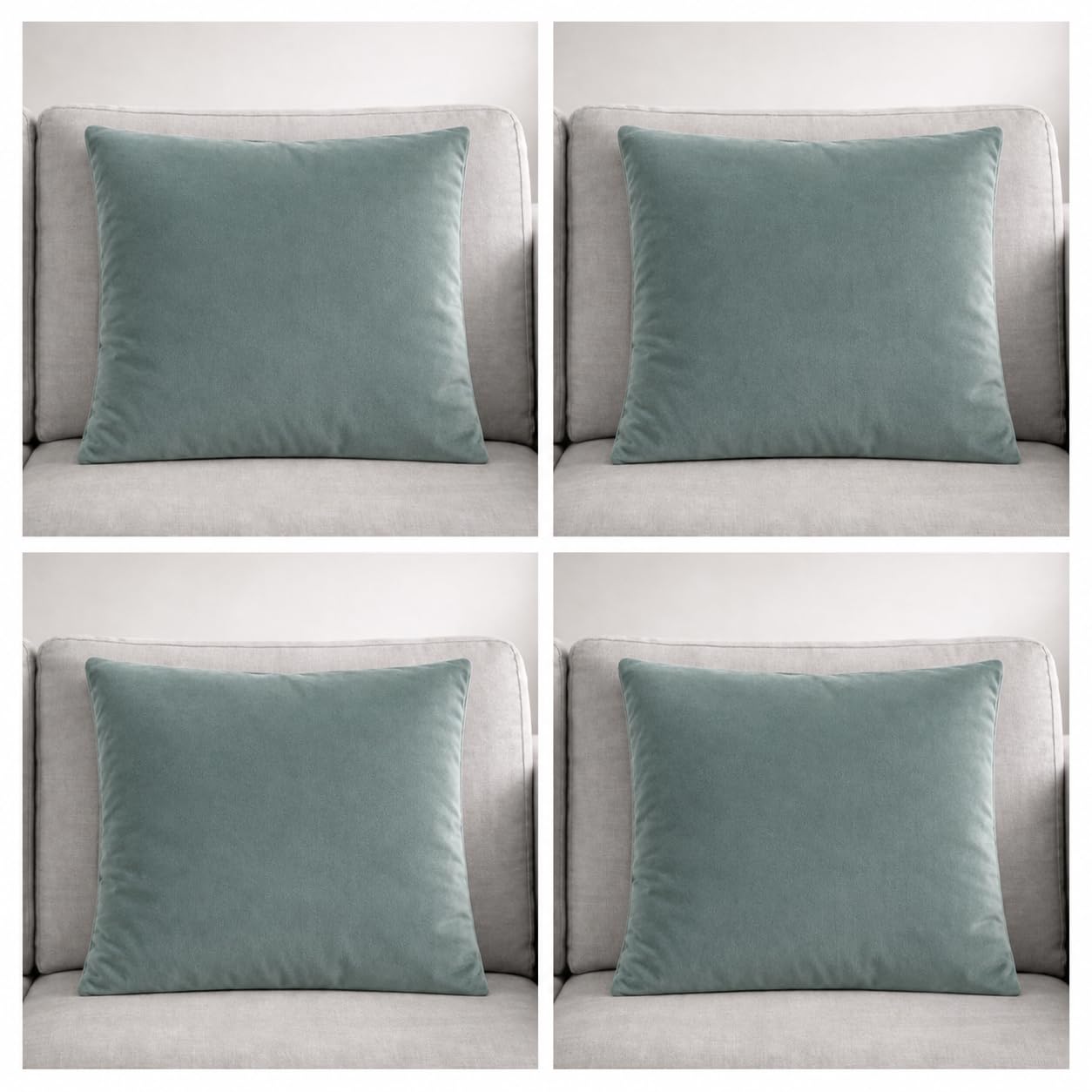 Seechoo Velvet Cushion Covers 40x40cm 16x16 Inch – Packs of 2 or 4 (2, Dusty Sage Green)