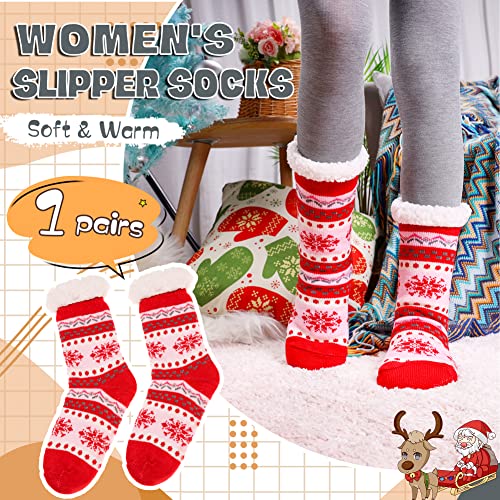 Dosmart Womens Winter Thermal Snowflake Fleece Lining Fuzzy Warm Indoor Home Socks (Red) #TOP3
