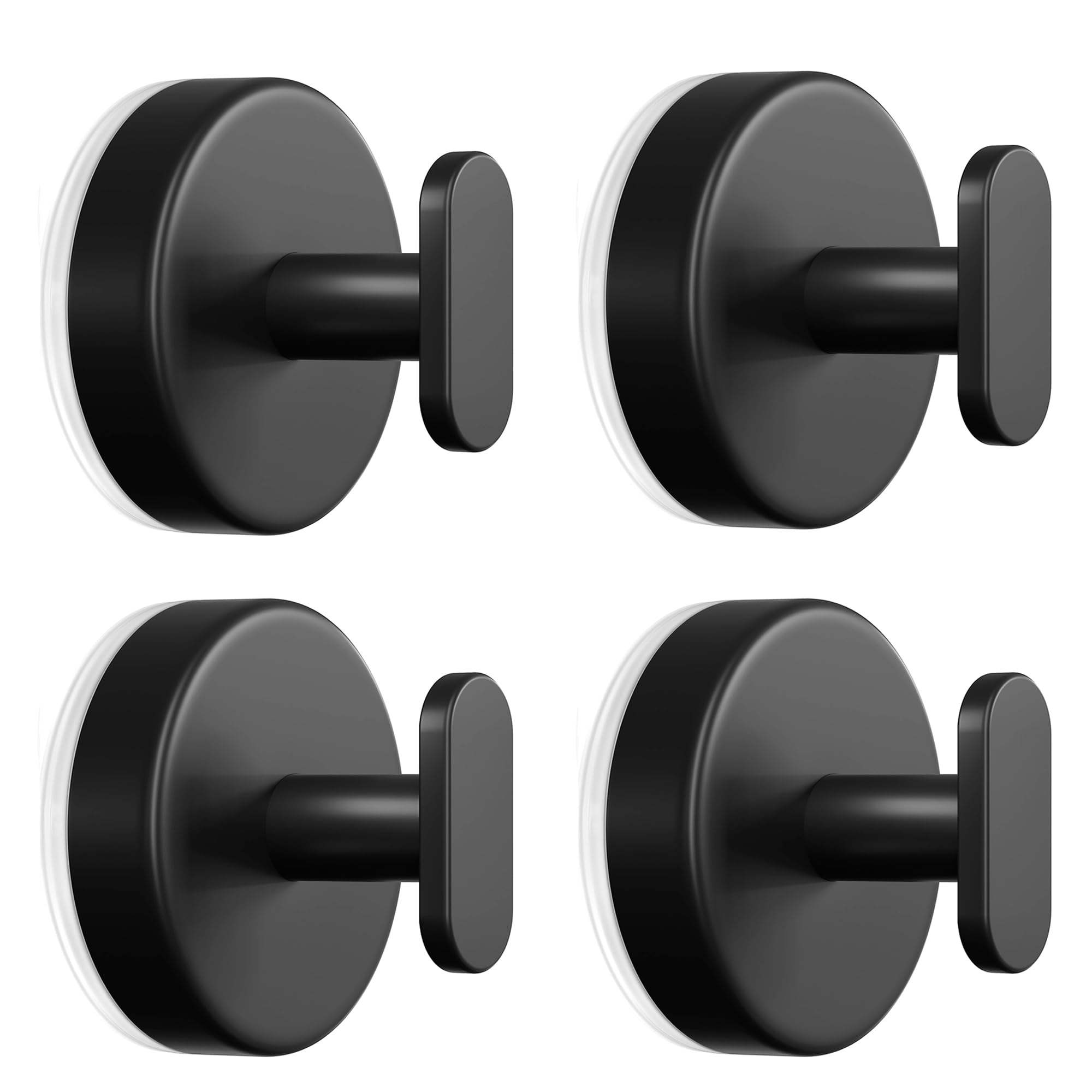 pickpiff Suction Cup Hooks for Shower: Extra Strong Hanger for Bathroom, Kitchen, Door, Mirror, Tile, Glass –Towel, Loofah, Coat, Robe – Waterproof & Rustproof, Matte Black 4-Pack