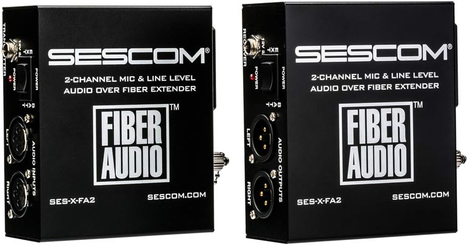SescomSES-X-FA2 Portable Battery Powered 2-Channel Mic & Line Level Audio Over Single Fiber Extender Kit