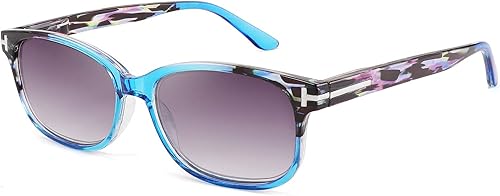 WANWAN Gafas de sol cuadradas vintage para mujeres y hombres, lector con bisagras de resorte