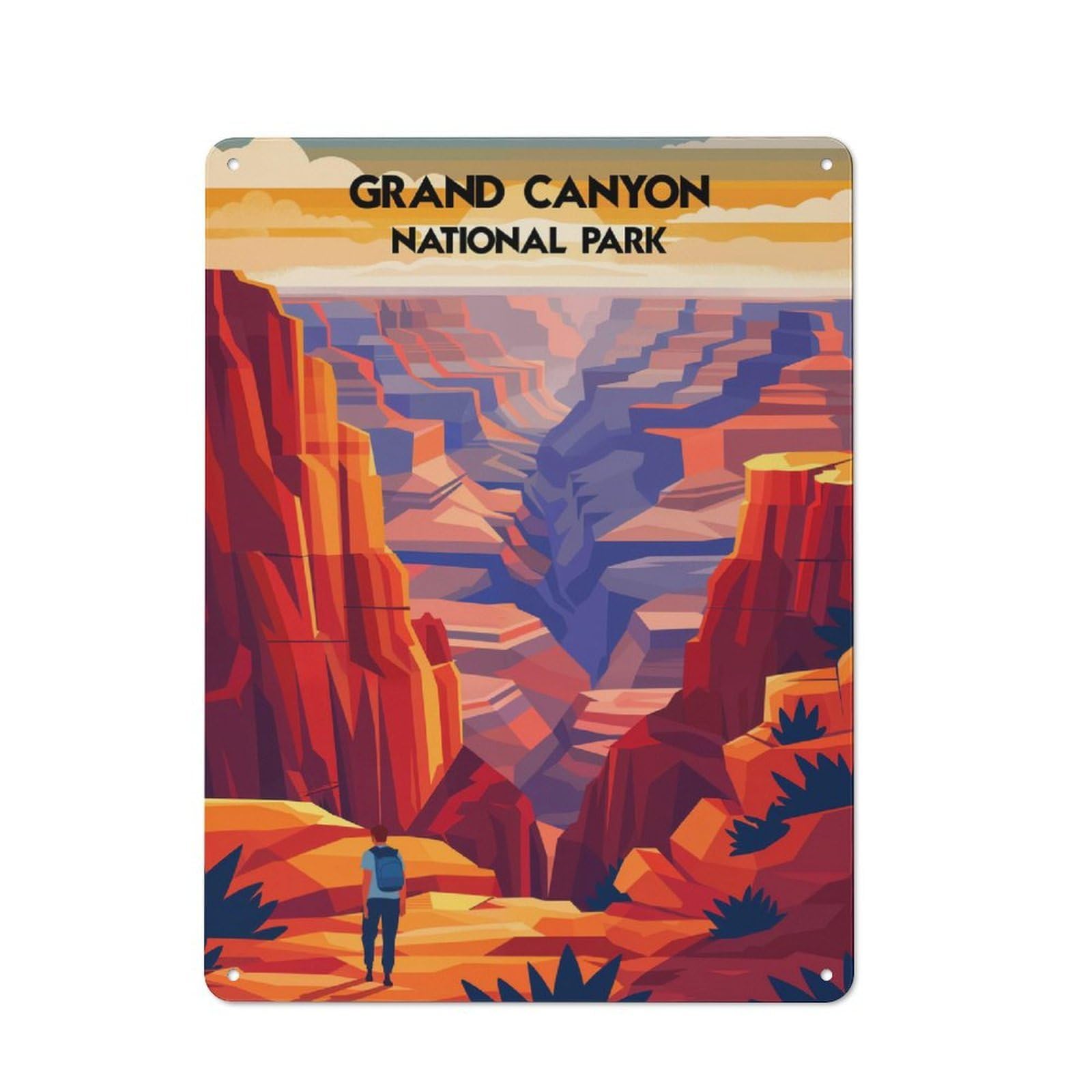 Junmoney Grand Canyon Majesty Classic Metal Wall Decor 40X30cm, Vintage Metal Sign For Hallway, Home Bar, Garage Or Study