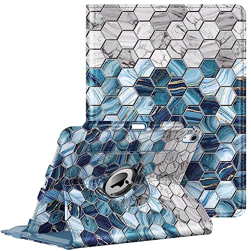 Fintie Hülle für iPad 11 Generation 11 Zoll 2025 (A16), iPad 10 Generation 10.9 Zoll 2022 mit Pencil Halter - Schutzhülle Cover mit 360 Grad drehbarem Ständer und Auto Schlaf/Wach, Agate Hexagons