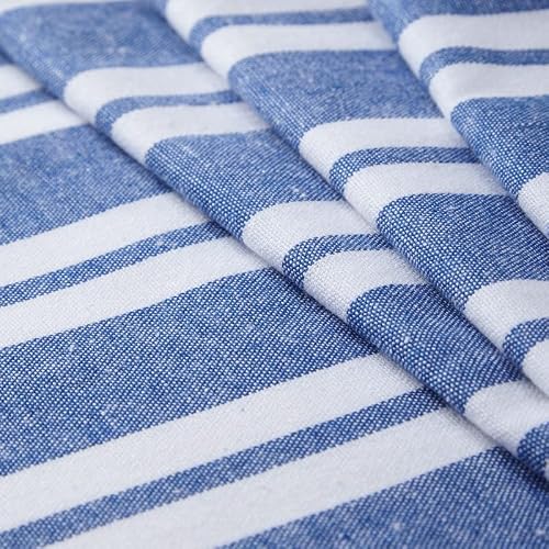 Encasa Homes Kitchen Apron For Women With Pockets & Towel Holder | Size 27" X 33" With Adjustable Neck | Classic Franca Blue Stripes - 100% Cotton | Can Be Used By Men & Chefs Cooking & Baking #TOP4