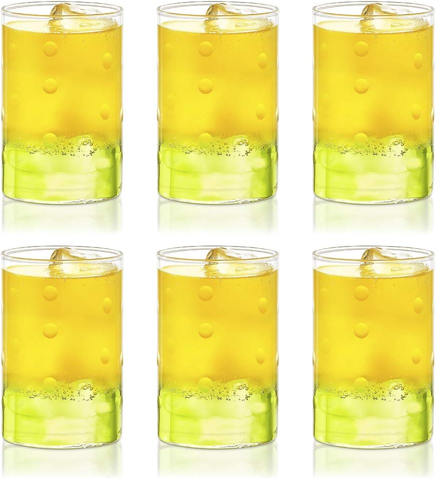Borosil VDMM295 Vision Deco Medallion Glasses [Set of 6] Premium - Clear Lightweight & Durable Drinkware, Odor Resistant, Dishwasher Safe - For Water, Juice, Beer, Wine, and Cocktails |10 Ounce Cups