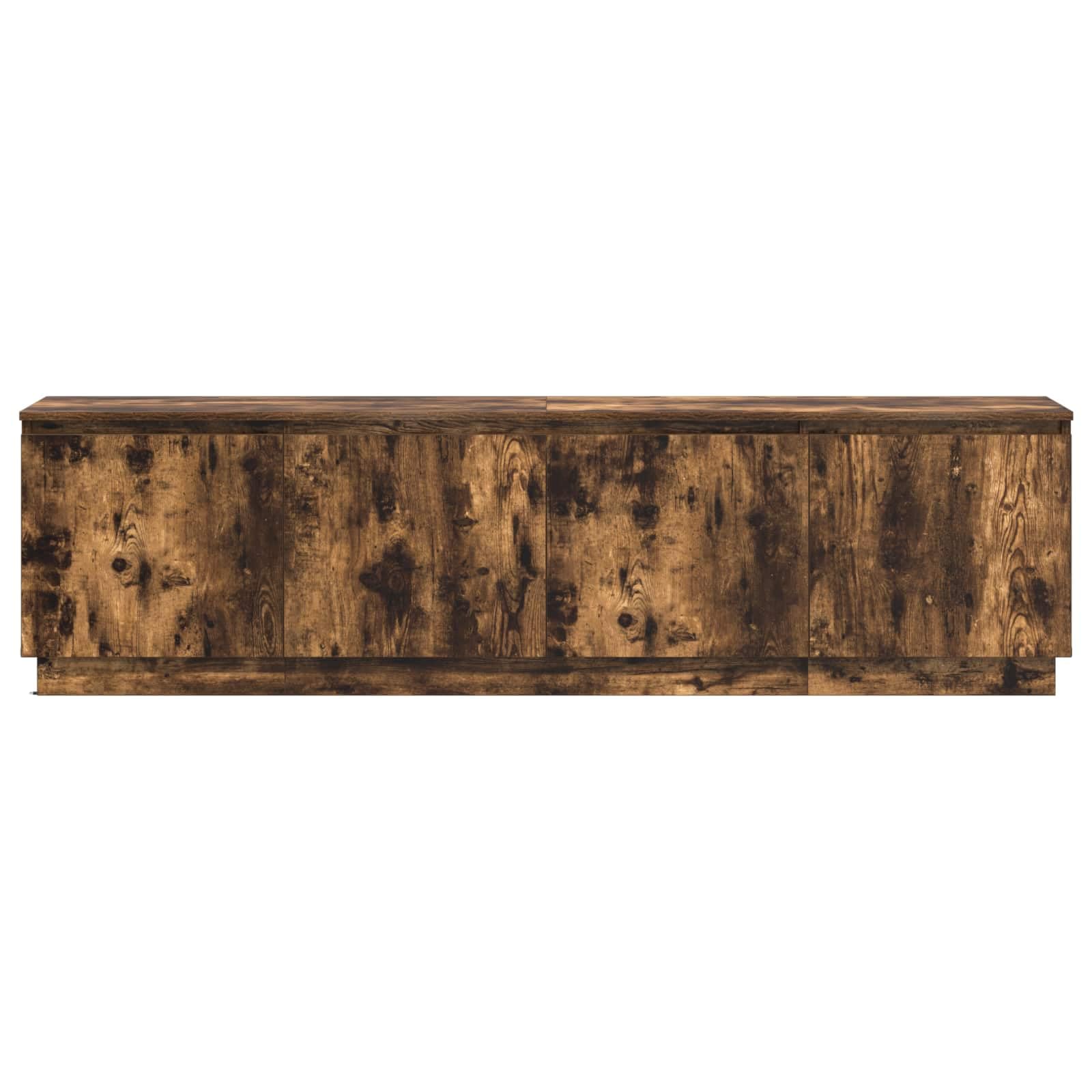 Mobile TV in legno ingegnerizzato rovere fumé 180 x 38 x 49 cm con porta a cerniera, illuminazione LED USB integrata, design moderno per soggiorno funzionale e raffinato