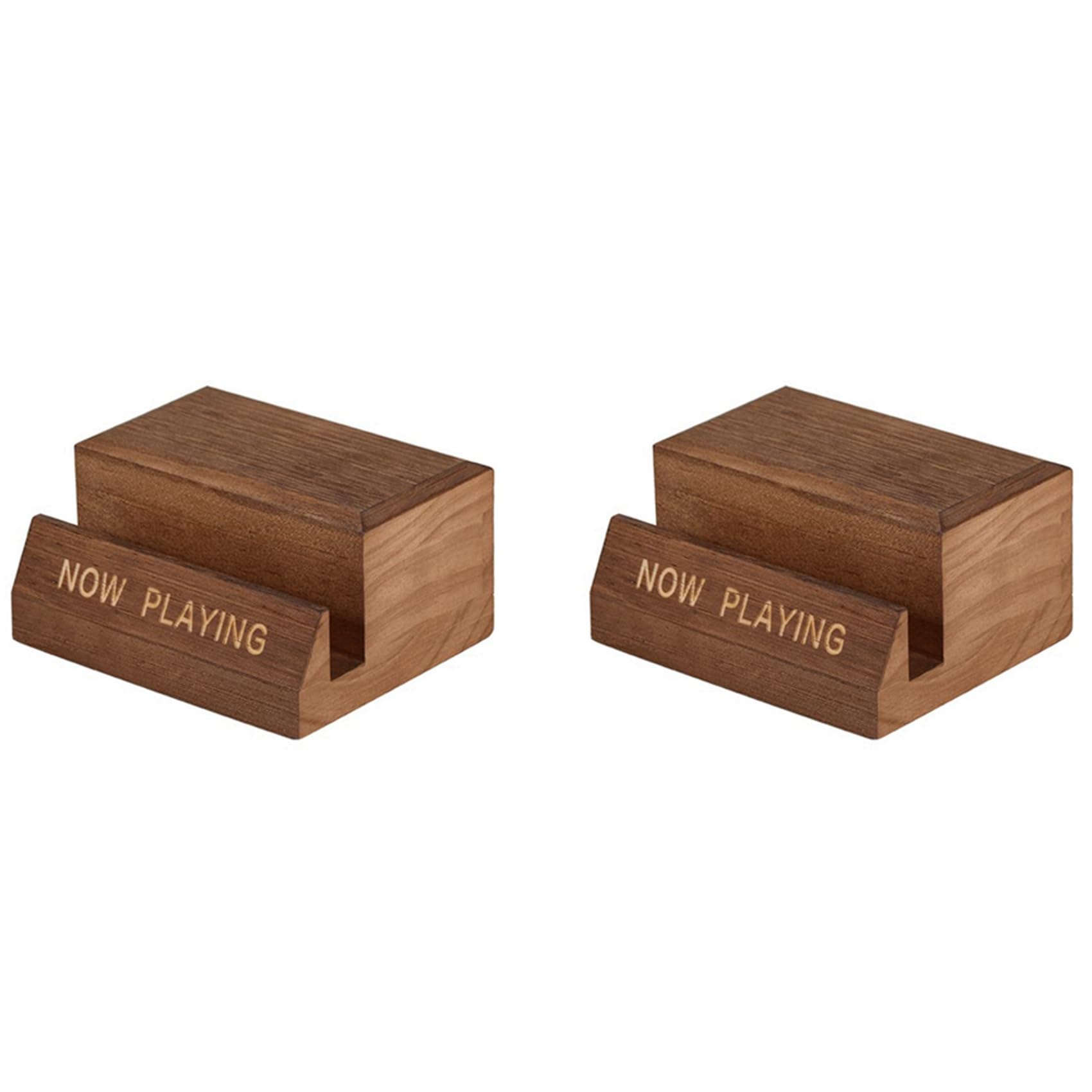 Onchdbfhuu 2X Wooden Vinyl Record Holder Display Stand - Tabletop Now Playing Album Cover Holder- Single CD Stand LP Display Shelf