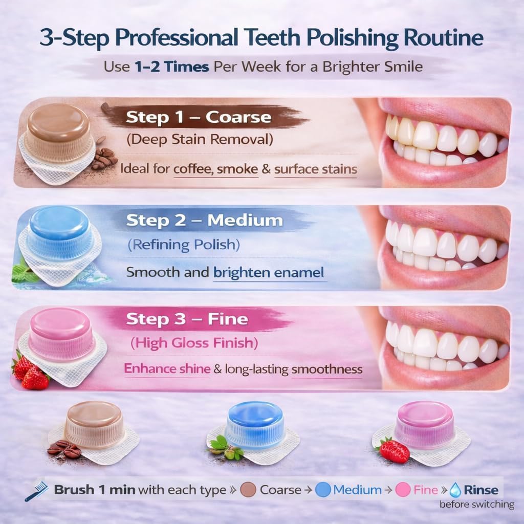 KSHOT Lucidatore elettrico, kit sbiancante per denti per la pulizia della placca, strumento per rimuovere le macchie dei denti, con 5 testine, 3 paste lucidanti IPX6 ricaricabili