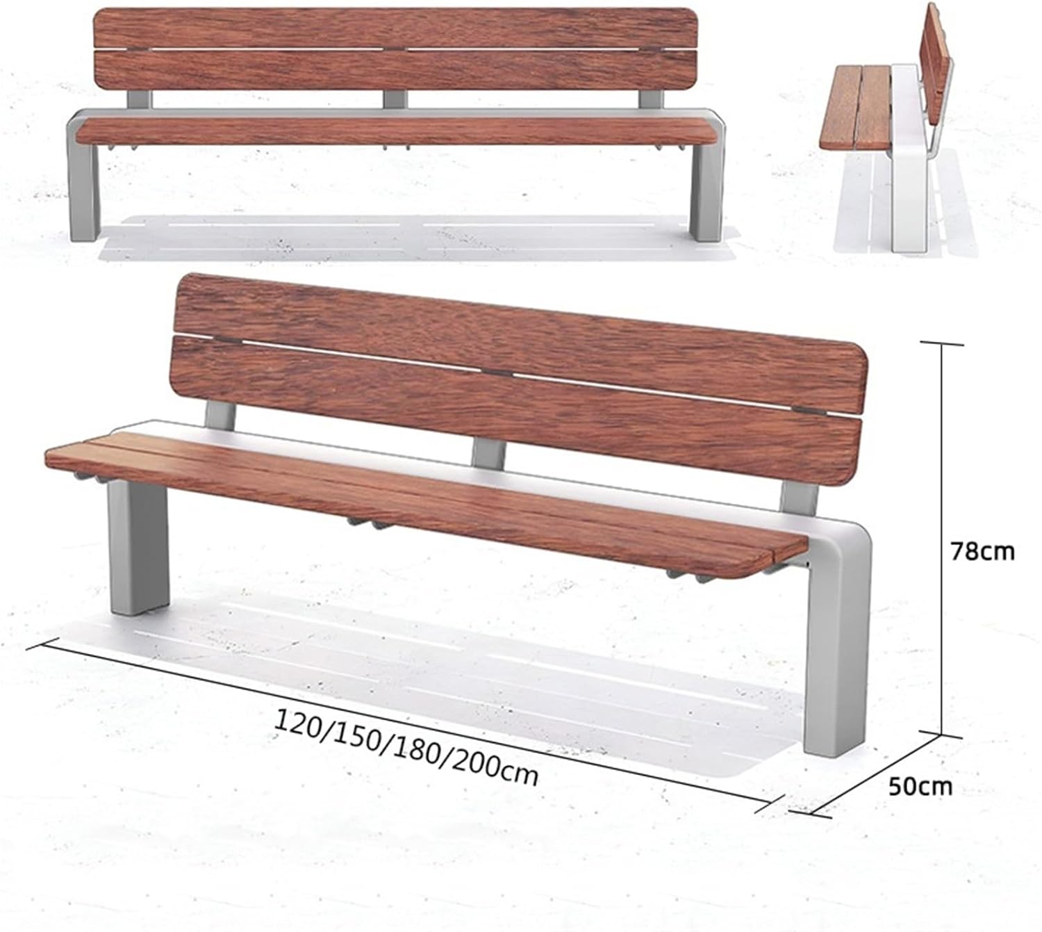 Garden Stainless Steel Outdoor Benches, Armless Long Leisure Chairs for Gardens, Courtyards, and Terraces Seat(Small)