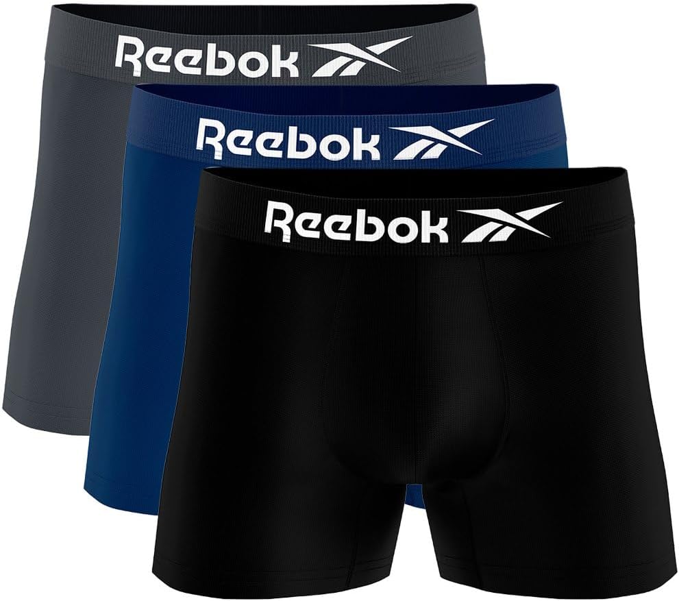 Kit 3 Cuecas Boxer Reebok Masculinas Microfibra Adulto Box Sem Costura Sortidas