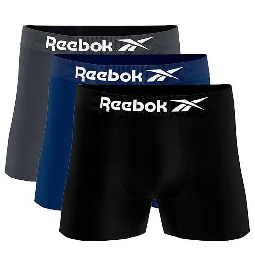 Kit 3 Cuecas Boxer Reebok Masculinas Microfibra Adulto Box Sem Costura Sortidas