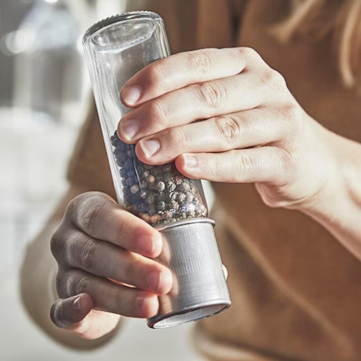 Zestaw młynka do soli i pieprzu, Pieprz Sól morska Butelka do mielenia sezamu Ręczne mielenie Nadaje się kuchni domowej, restauracyjnej, zbierania na zewnątrz Młynek pieprzu lub soli