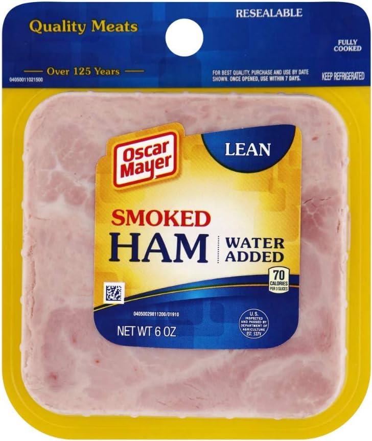 Oscar Mayer Square Sliced Cooked Smoked Ham, 6 Ounce -- 9 per case.