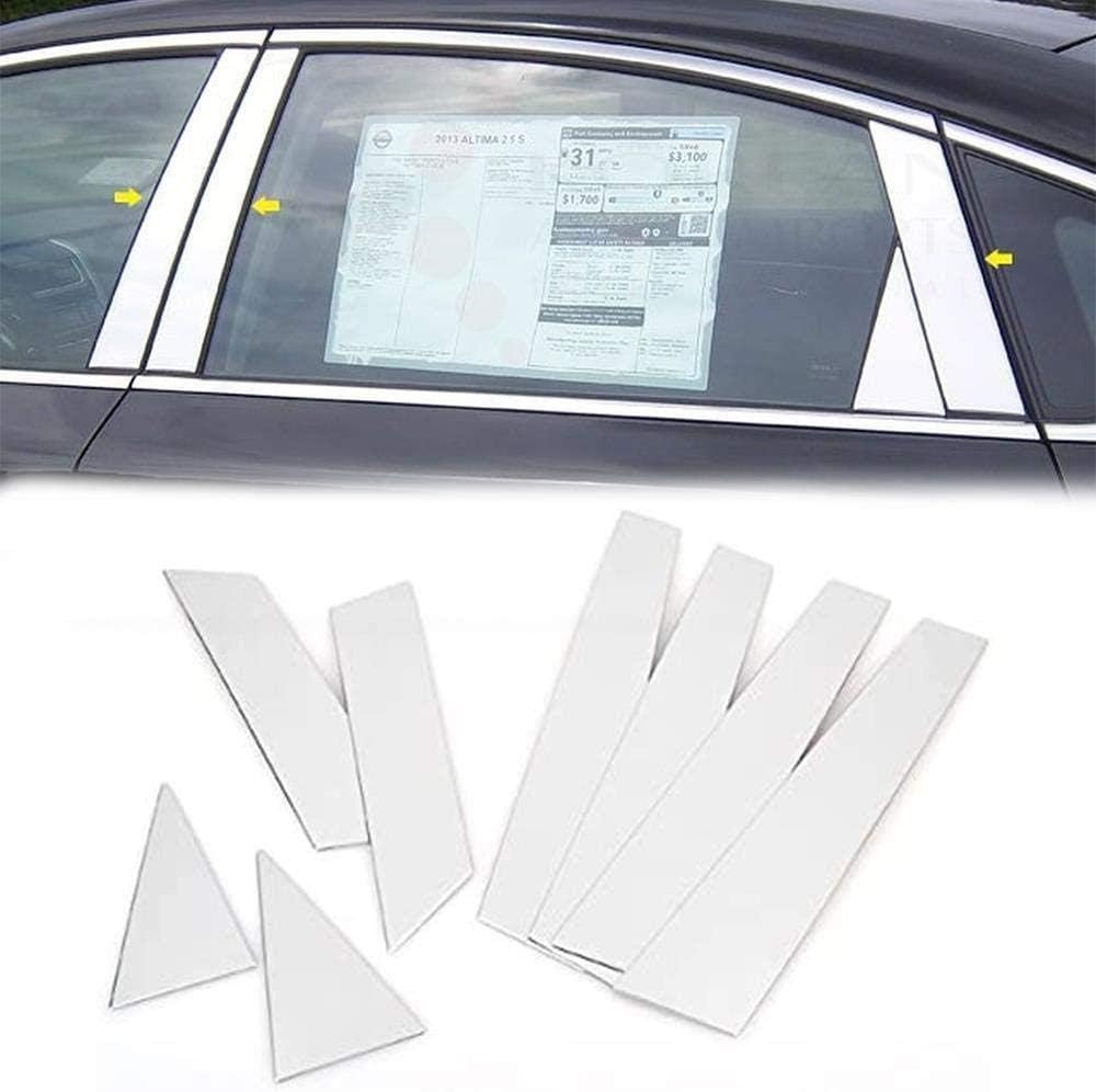 Signature 8PCS Stainless Steel Side Door Pillar Post Trim Set Compatible with 2013-2018 Nissan Altima