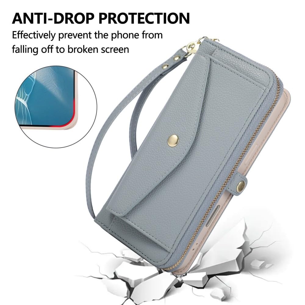 Generic - Funda con tapa para Samsung Galaxy A35 5G (color negro) con cierre de cremallera y correa para el hombro