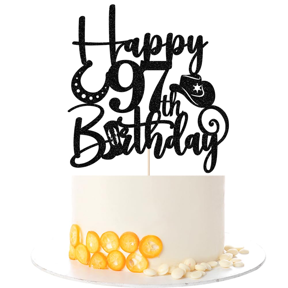 Kaoenla Cowboy Cake Topper-cowboy theme Happy 17th Birthday Decor,17th Birthday/Anniversary Party Decorations (97th) — image 1