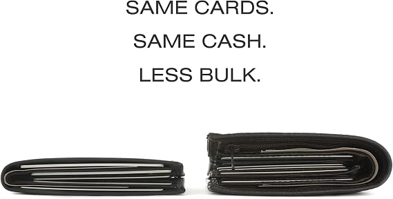 Andar Leather Slim Bifold Wallet With RFID Block Made of Full Grain Leather- The Ambassador (Jet Black)