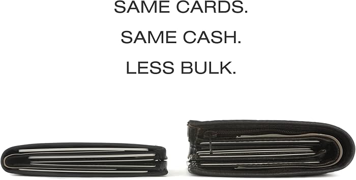 Andar Leather Slim Bifold Wallet With RFID Block Made of Full Grain Leather- The Ambassador (Jet Black)