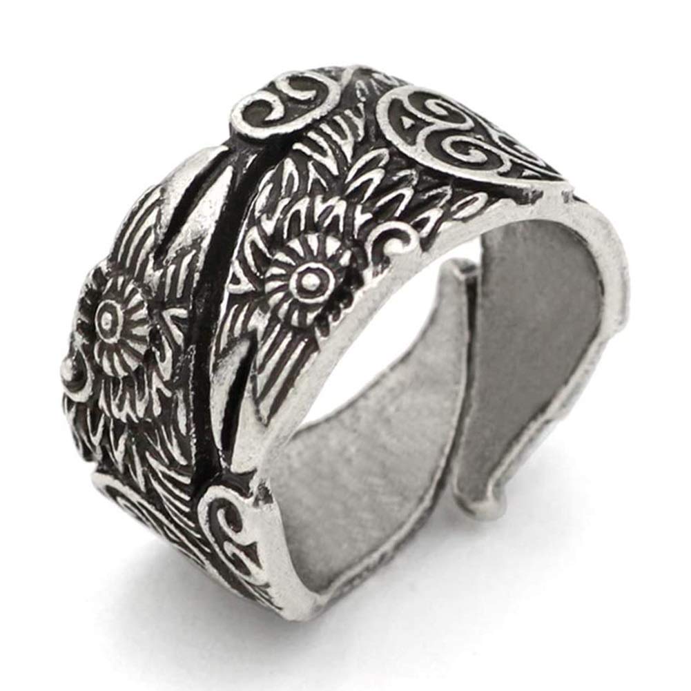 DFWY Viking Odin Ravens Huginn And Muninn Adjustable Rings For Men, Nordic Animal Totem Amulet Jewelry,Norse Mythology Charm Vintage Costume Decoration (Color : Silver)