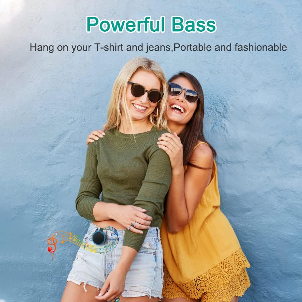 ANCwear Portable Bluetooth Speakers Wireless Mini Speaker with Enhanced Bass,HD Sound,Wearable Speaker with Microphone,9.5H Playtime,IPX6 Waterproof Suitable for Sports,Outdoor Travel (Blue)