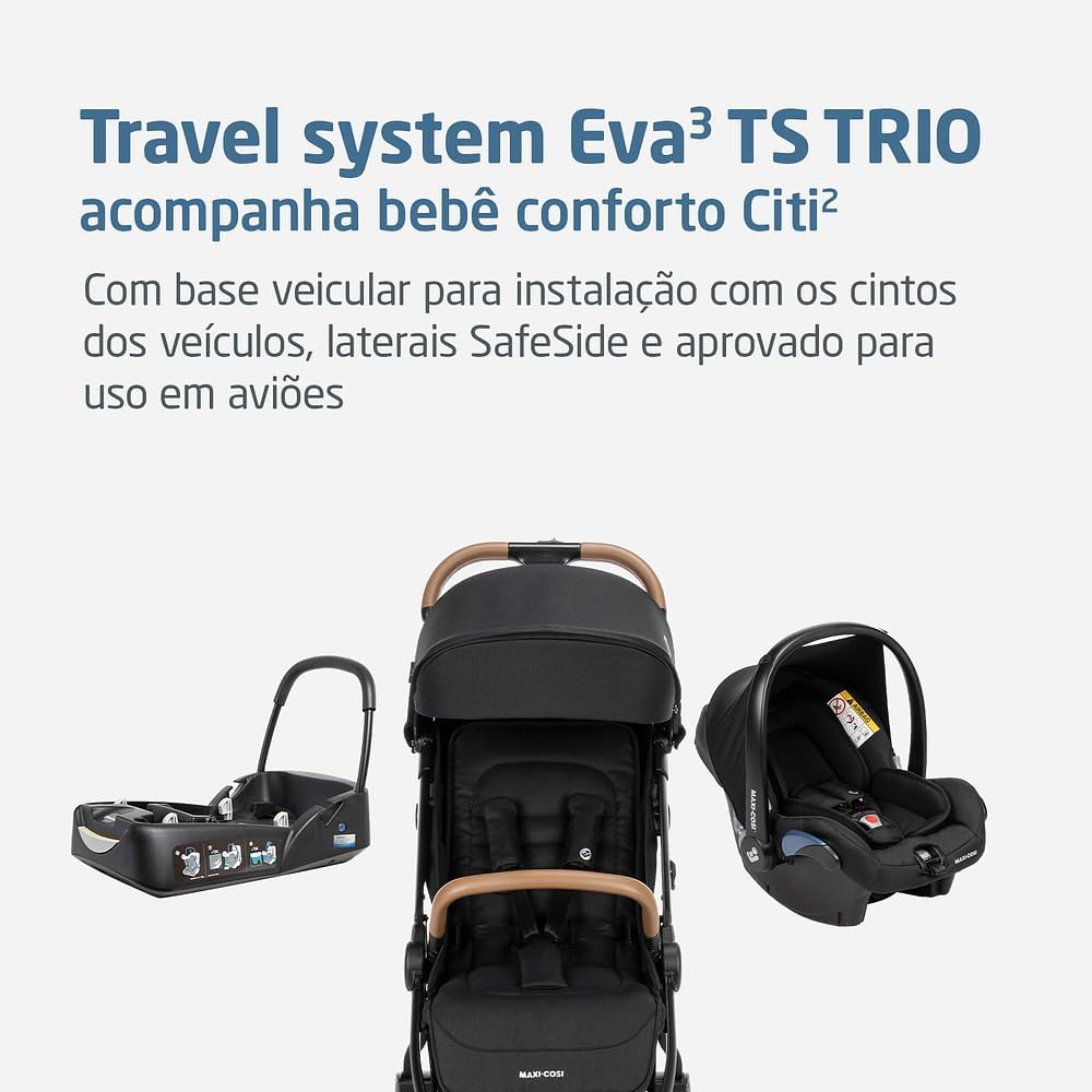 Travel System Maxi-Cosi, Eva³, Essential Black Champagne
