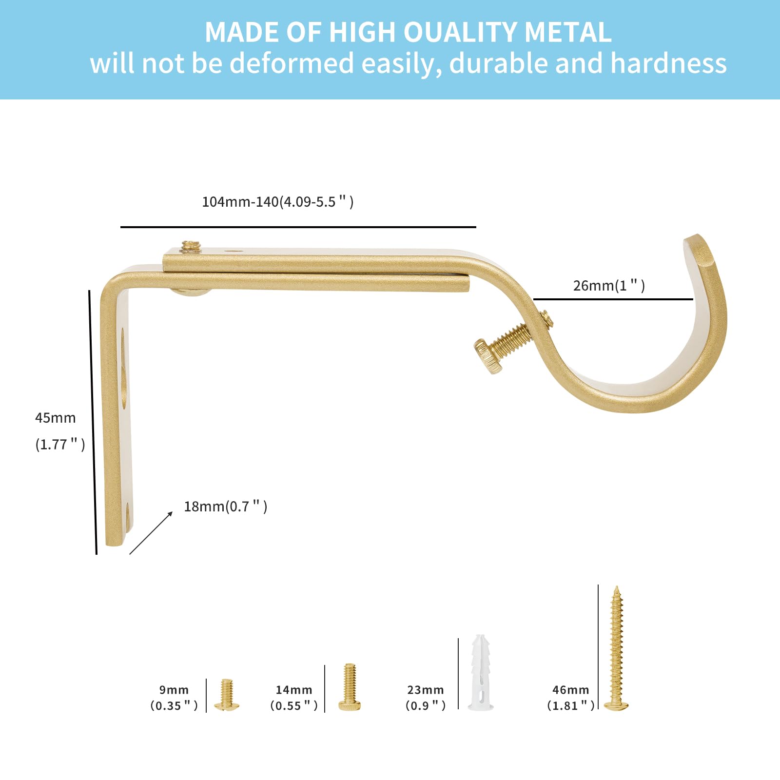 Gold Curtain Rod Brackets - 3 Pack -4