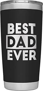 SassyCups Best Dad Ever Tumbler | 20 Ounce Engraved Black Stainless Steel Insulated Travel Mug | Happy Birthday New Dad Tumbler | Worlds Best Dad Cup From Kids | Best Dad Bday | Dad Outdoor BBQ - coolthings.us