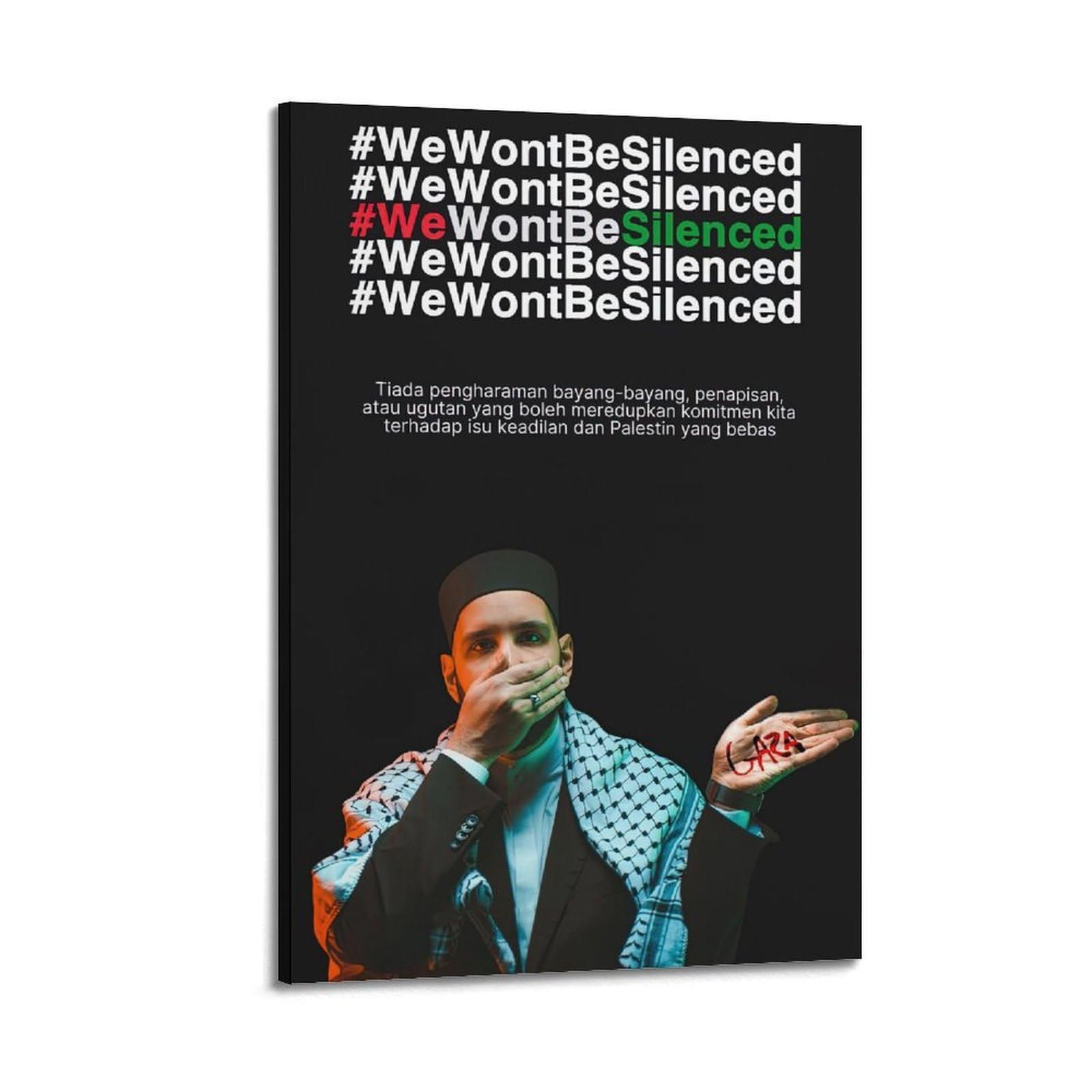 XKUGA Anti War Solidarity Poster Gaza Palestinian Catastrophe Modern Decorative Canvas Prints - Ideal Wall Art for Family, Man Cave, Game Room, Boys & Girls Bedroom 24x36inch(60x90cm)