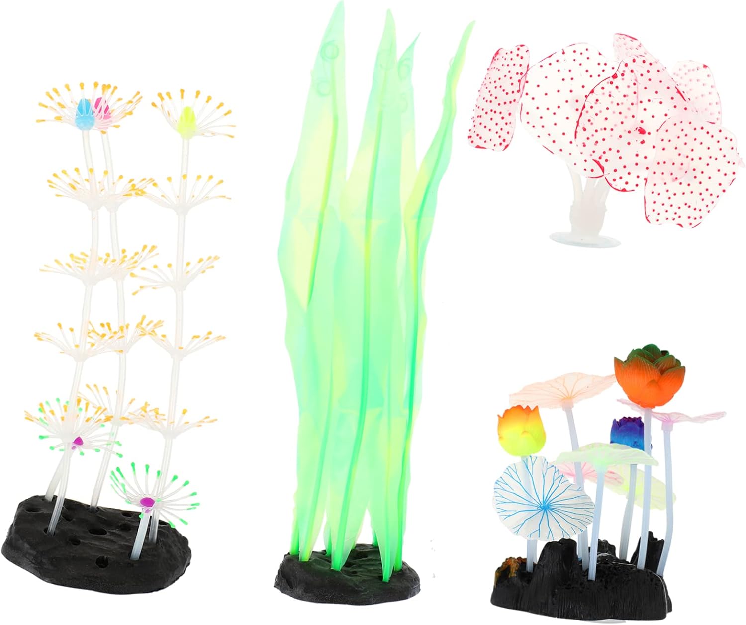 4pcs Coral Plant Fish Tank Aquarium Decorations Fluorescence Marine Ornaments for Fish Tank Landscape