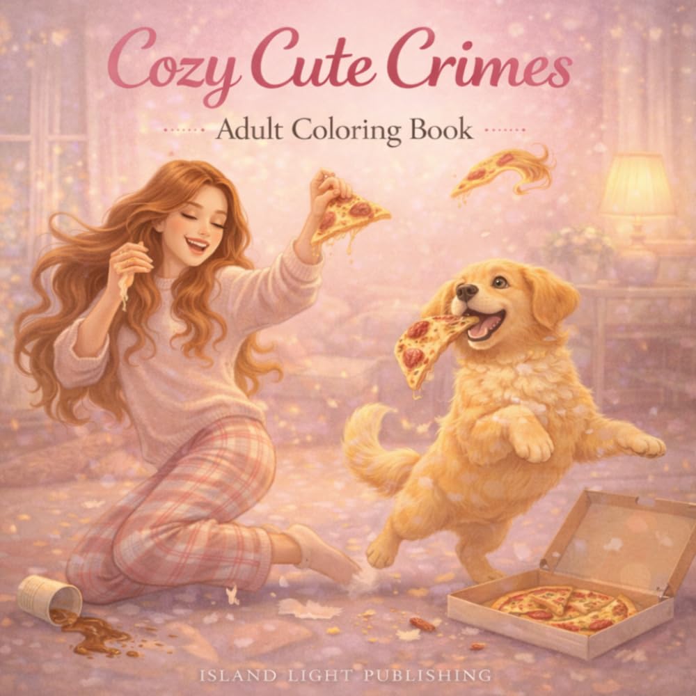 Cozy Cute Crimes Coloring Book for Adults: Adorable Puppy Mischief, Cozy Chaos and Lighthearted Everyday Trouble to Color and Relax